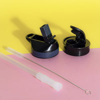 Half gallon water bottle straw lid and flip lid